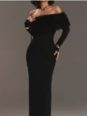 Off-Shoulder Black Evening Dress